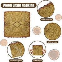 PTECDROTS 100 pack brown wood grain paper napkins for rustic and lumberjack parties - view 32