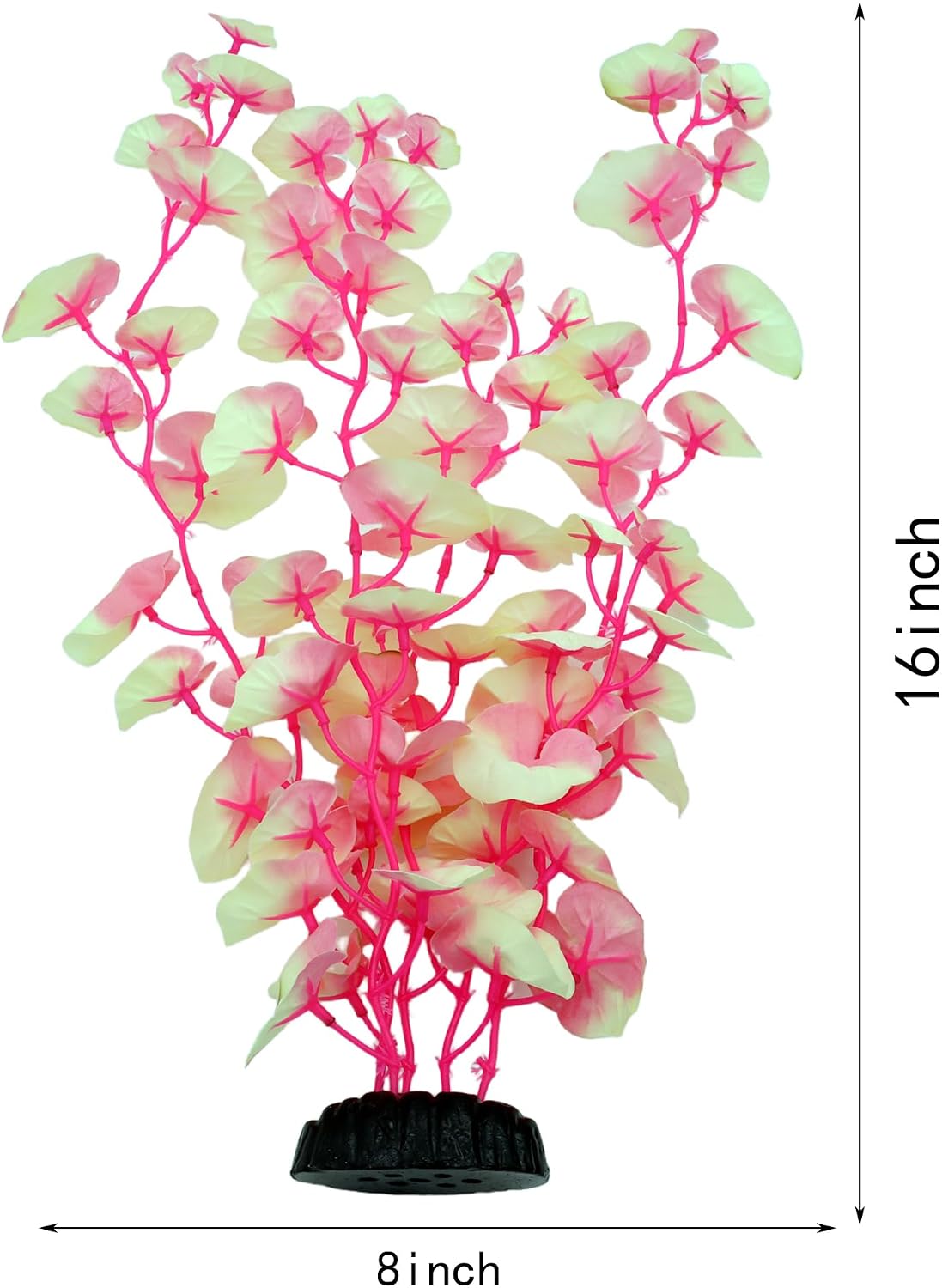 16 Inch Silk Aquarium Fish Tank Plant Betta Fish Tank Decor - White-Pink - image 2