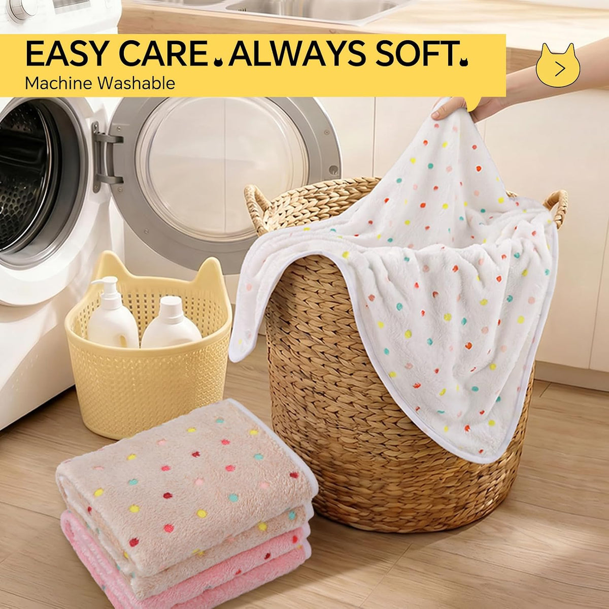1 Pack 3 Blankets Super Soft Cute Dot Pattern Pet Blanket Flannel - Beige/Brown/Pink / 41x31 inch (Pack of 3) - image 4