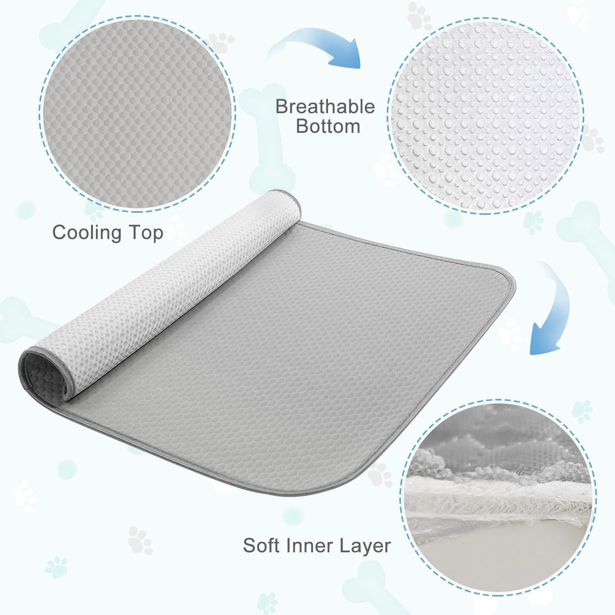 Buvlnee Summer Dog Cooling Mat - Gray / 40x28in - image 4