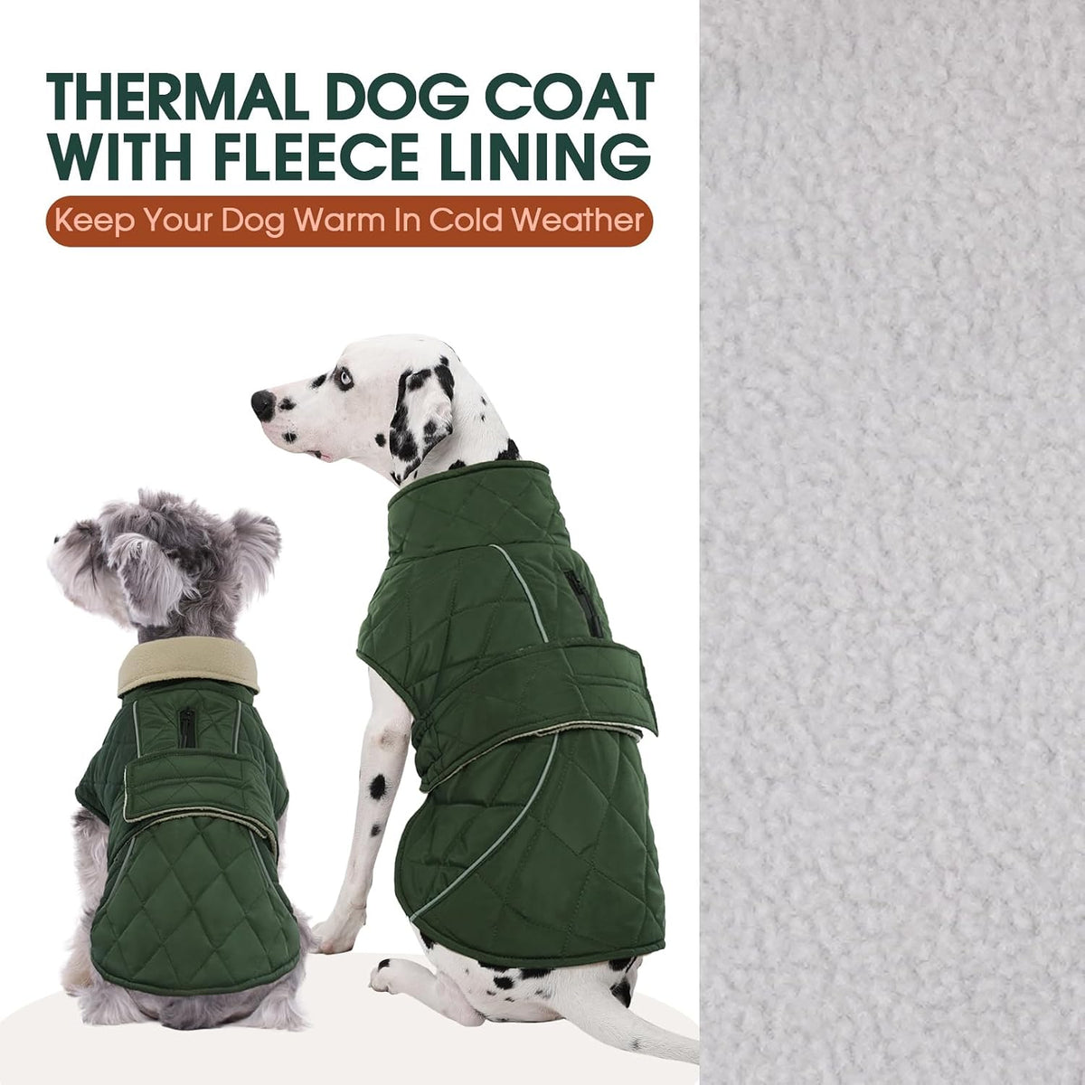Kuoser Large Dog Coat, Fleece Lined Dog Winter Jacket with Harness Hole, L – Essentials for Dogs - Xxx-large (Chest: 35.43" - 43.3") / A-Forest Green - image 4