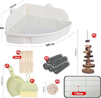 RUBYHOME Rabbit Litter Box Large Bunny Guinea Pig Corner Litter Box Potty Trainer Bigger Pet Pan Hamster Bedding Cage Litter Fanshaped for Adult Guinea Pigs Chinchilla Ferret, 20 in x 13.2 in x 6 in