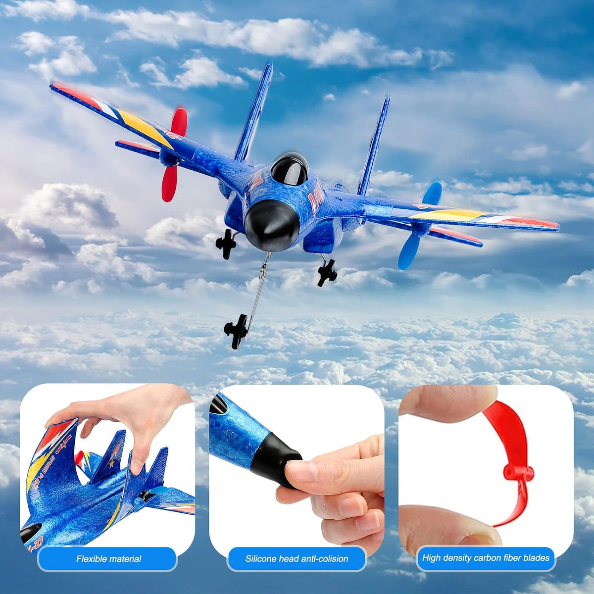 New Upgrade SU27 RC Airplane, Remote Control Fighter Toys - Yellow - image 4