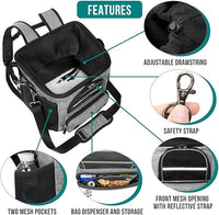 PetAmi Dog Bike Basket, Soft-Sided Ventilated Dog Bike Carrier Backpack, Pet Bicycle Basket for Bike Handlebar, Small Medium Puppy Cat Kitten Car Booster Seat with Safety Strap, Max 18 lbs, Gray