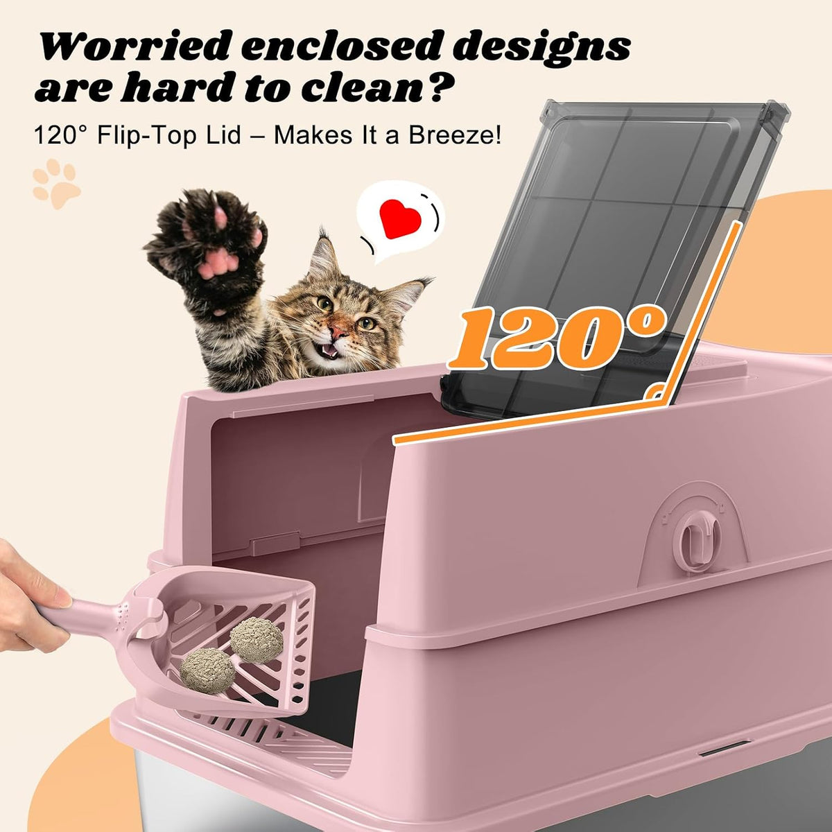 Stainless Steel Litter Box with Lid - Blush Pink / X-Large - image 3