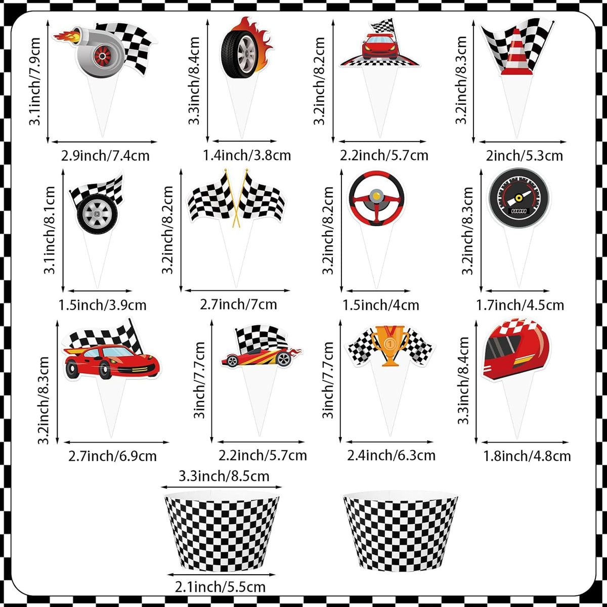 Hxezoc football cupcake toppers and wrappers set with brown and green football designs - view 17