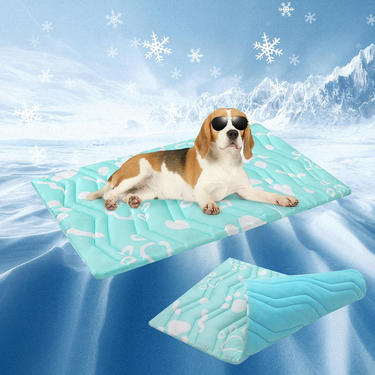 BEAUTYZOO Cooling Mat for Large Dogs, Self-Cooling - Aqua Blue / 36.0"L x 23.0"W x 1.0"Th(M)
