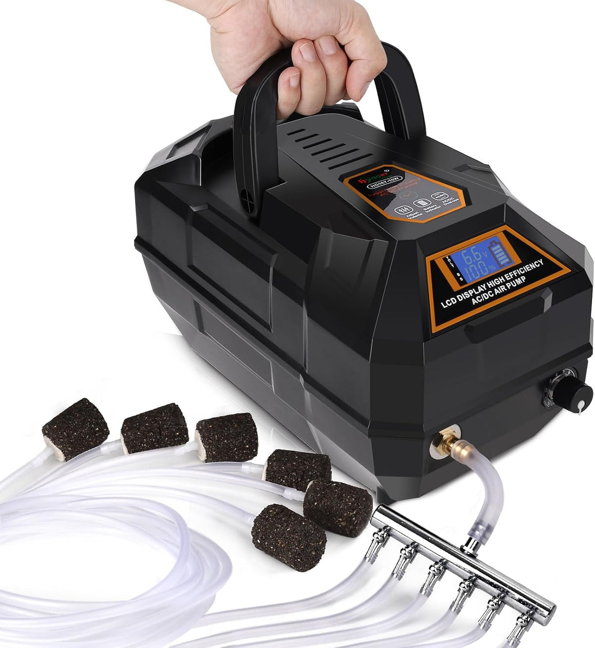 hygger Rechargeable Aquarium Pond Air Pump - 301GPH(19L/Min)
