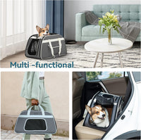 Petsfit Cat Carrier with Wheels, Removable Spinner Wheels - 23"L x 13"W x 14"H / Gray & White - image 3