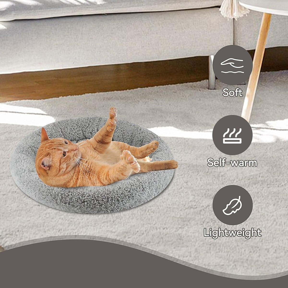 Enjoying Cat Mat Bed 16" x 22" Pet Bed with Pillow Around for Dogs - Small(Round) - image 2