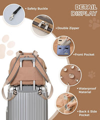 Expandable Pet Carrier Backpack, Cat Carrier Backpacks with Breathable Mesh for Cats Small Dogs Puppies Up to 25 Lbs Airline Approved Waterproof Travel Carrier with Safety Buckle for Hiking & Flights