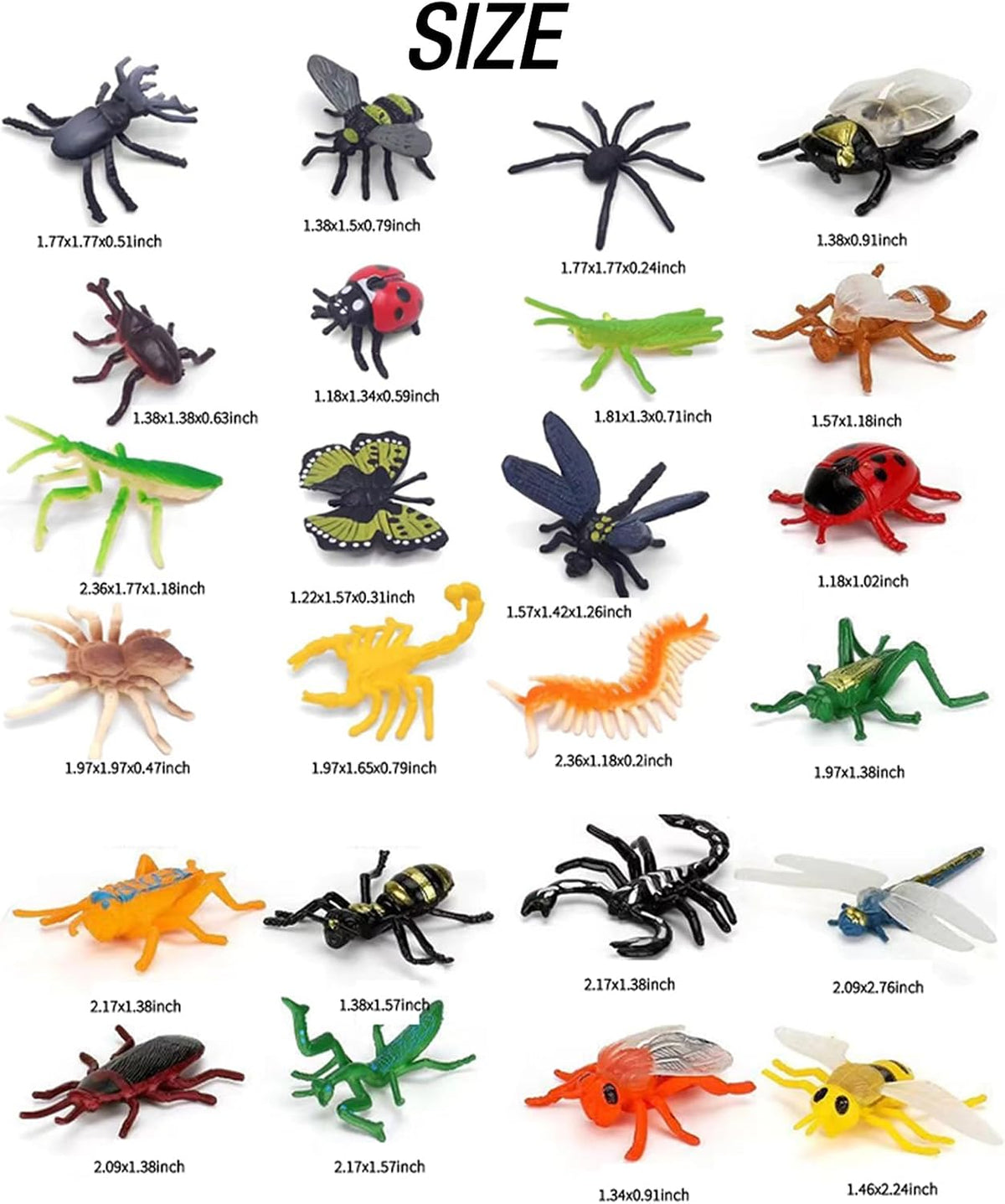 YOOHUA 24 realistic fake plastic bugs and insects in bright colors - view 2