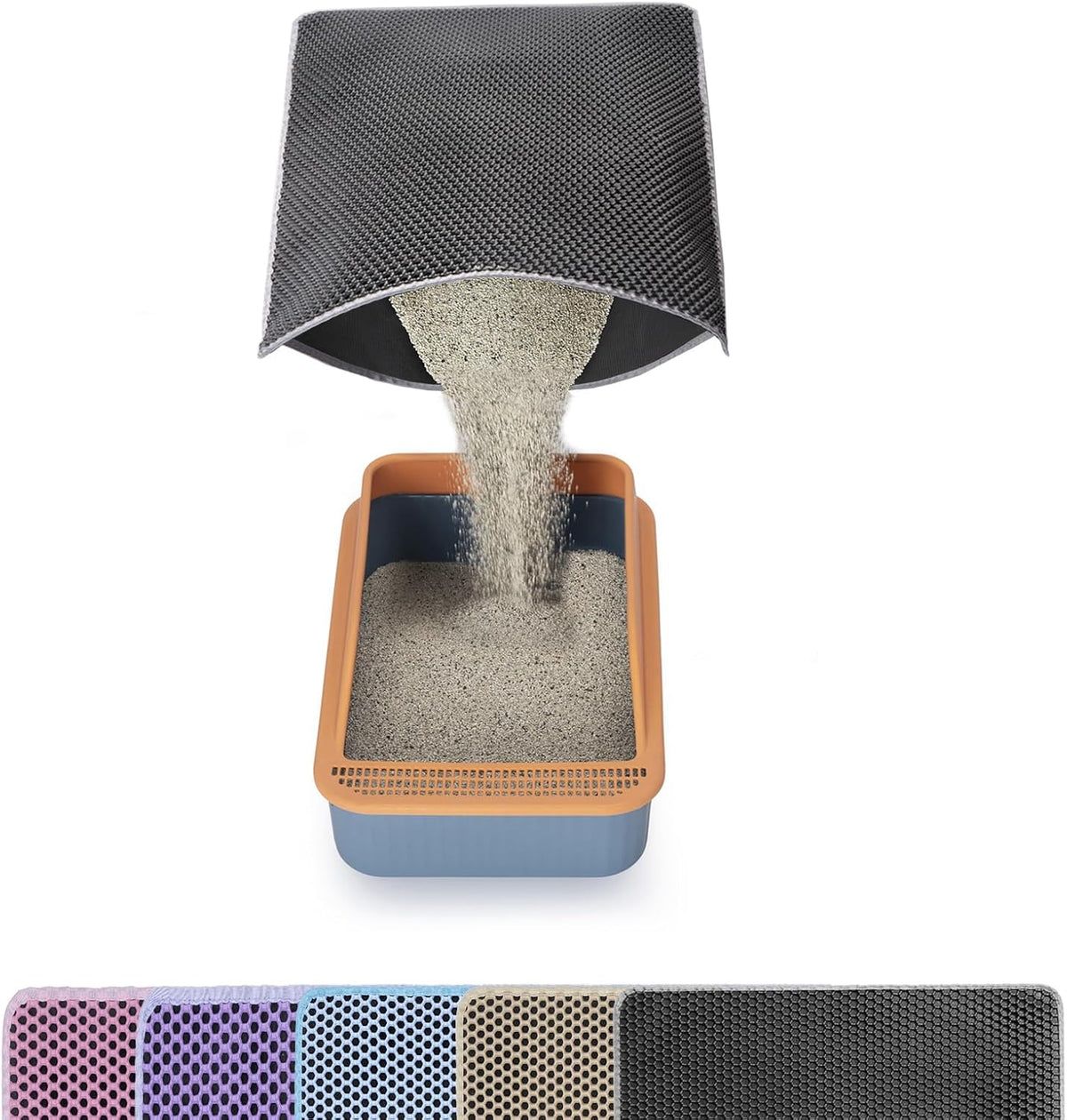 Cat Litter Mats-Extra Large 47''x36'' Litter Trapping Mat for Cat-XXL - Gray-M 32x22 inch