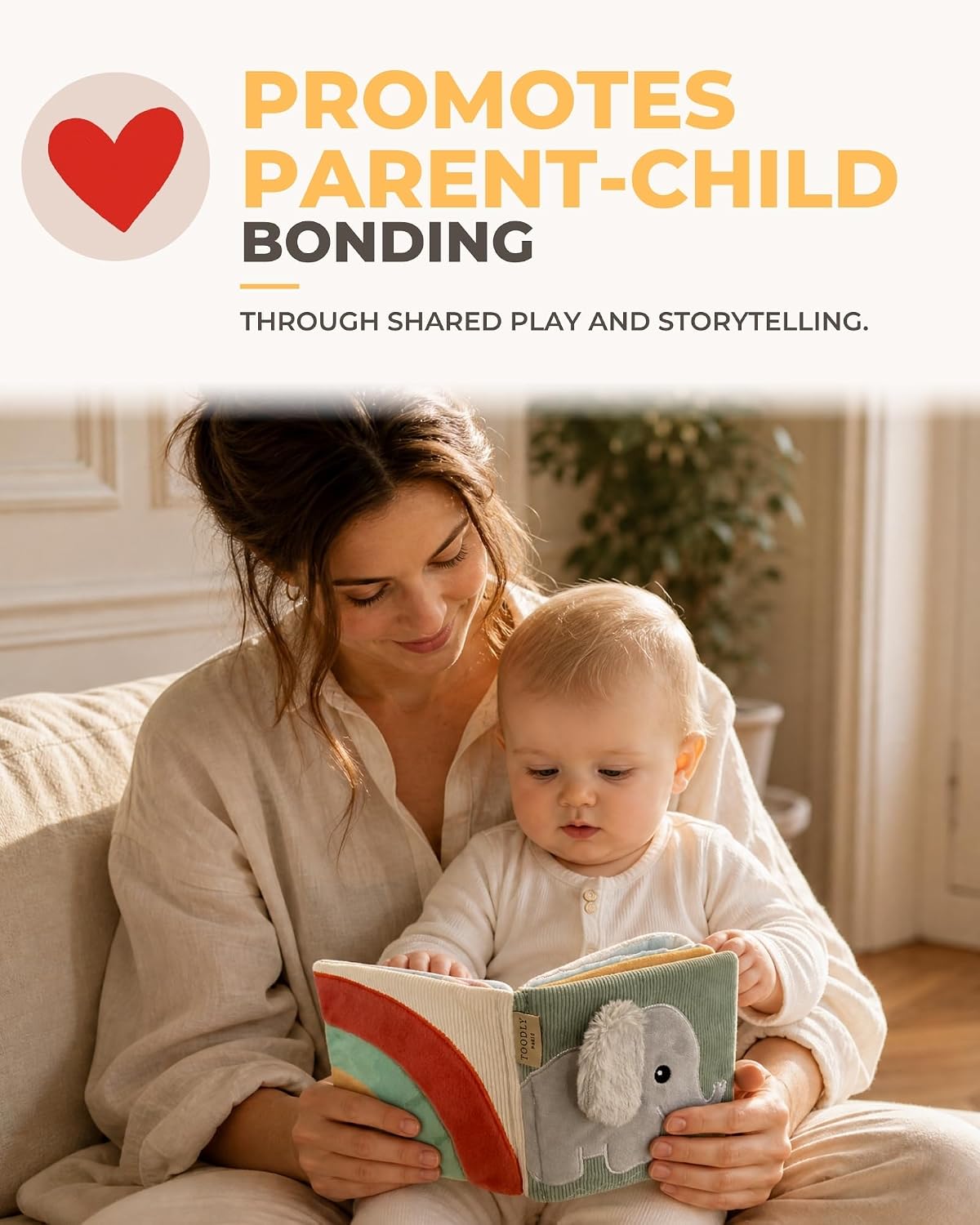 Toodly soft baby book with mirror and crinkle cloth pages for babies 0-18 months - view 3