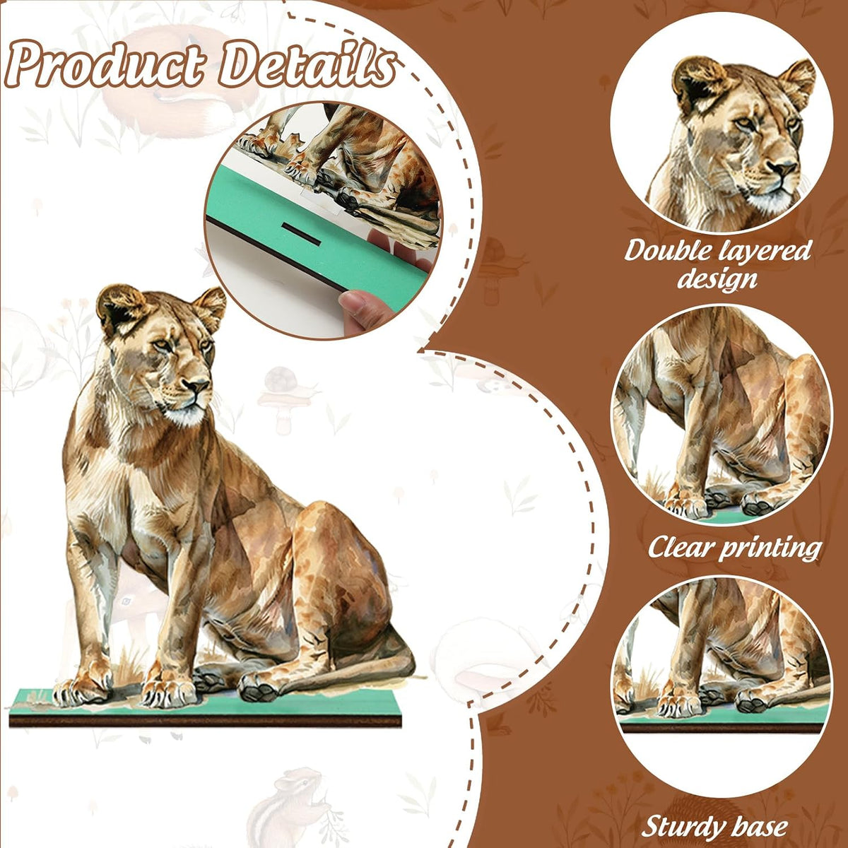 FYSUIMU woodland animal table centerpieces, 12 painted wooden signs standing in matching bases - view 7