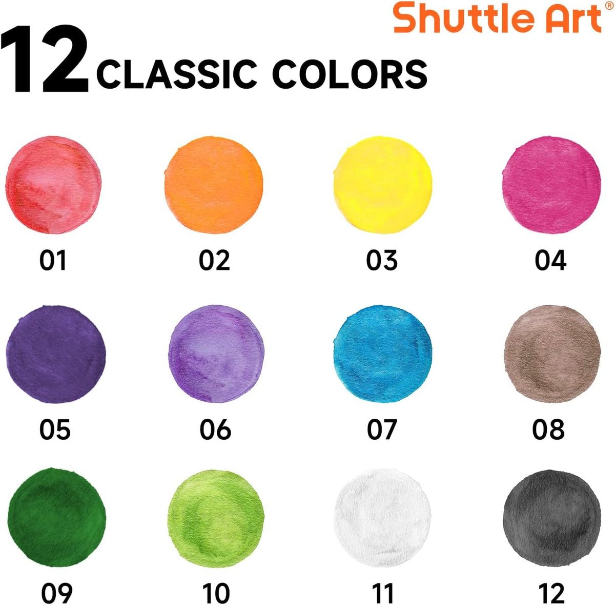 Shuttle Art 30 Pack Watercolor Paint Set Bulk - 12 Colors 60 Pack - image 2