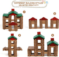 Wondertoys 208 Pcs Wooden Log Set, Classic Building Logs Ages 3+ - 208PCS Classic - image 2