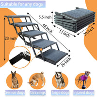 Dog Ramp for Car Truck and SUV Dog Stairs for Large Dogs Folding Pet - Wide 5 Steps - image 2