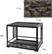 REPTI ZOO 34 Gallon Large Reptile Glass Terrarium Tank with Foam - Black / 24" x 18" x 18" - image 3