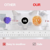 Cat Pom Pom Sparkle Fuzzy Balls 2 Inches Interactive Cat Toy Assorted Color 12 Pack