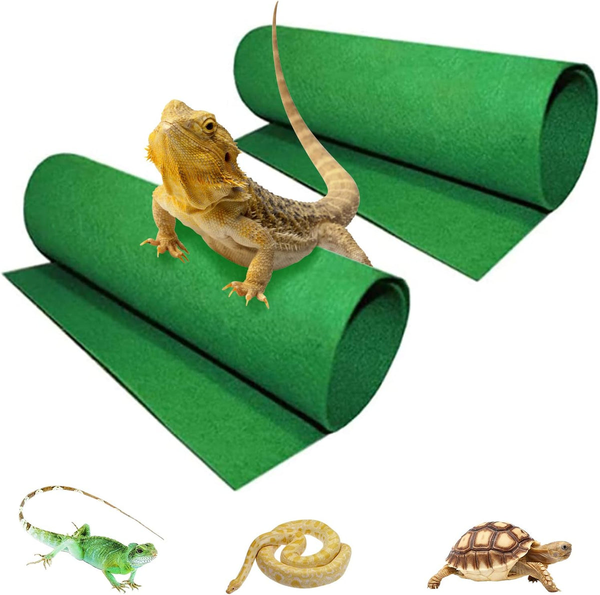 Reptile Carpet, 2 Pack of Bearded Dragon Mat Terrarium Substrate Liner Bedding for Snake Turtle - 24'' X 16'' / 2 PCS