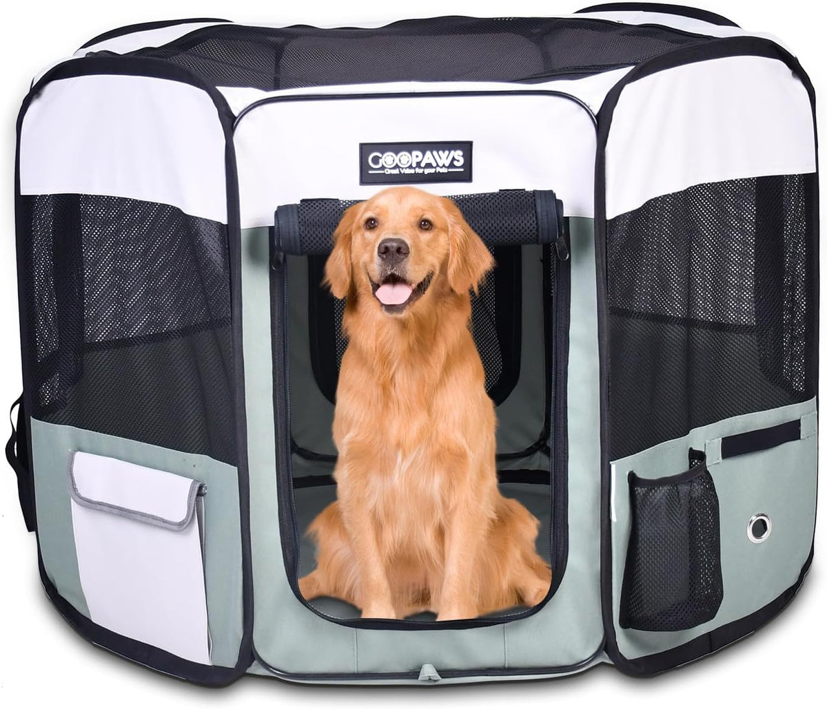 JESPET 61" Pet Dog Playpens - Shale Green / 61x61x30 Inch (Pack of 1)