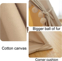 RONGFA cotton canvas kids teepee tent with pompom ball trim, floor mat and star light - view 10
