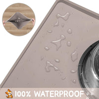 MateeyLife Silicone Cat & Dog Food Mat for Floors Waterproof - Taupe / 18"L x 12"W - image 4