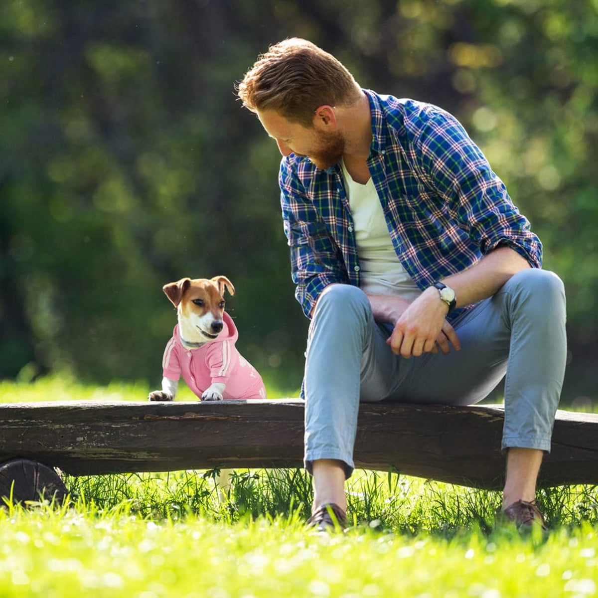 Dog Hoodie Security Clothes 4 Legs Jumpsuit Sweatshirt Hoodies Soft - Pink / Small - image 4
