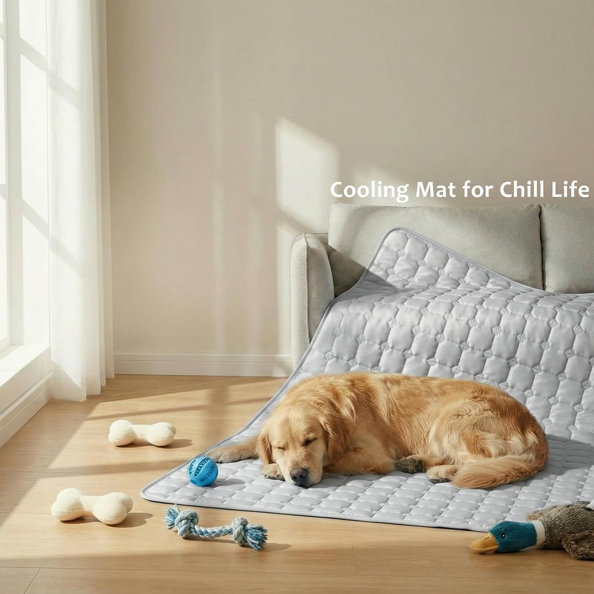 FunFurry Cooling Mat for Dogs，59"X40" Extra Large Pet Pad，Q-Max>0.5 - Light Grey / 44" x 32"（XL） - image 2