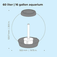 biOrb Classic 60 Acrylic 16-Gallon Aquarium with White LED Lights Modern Tank for Tabletop Display, Silver