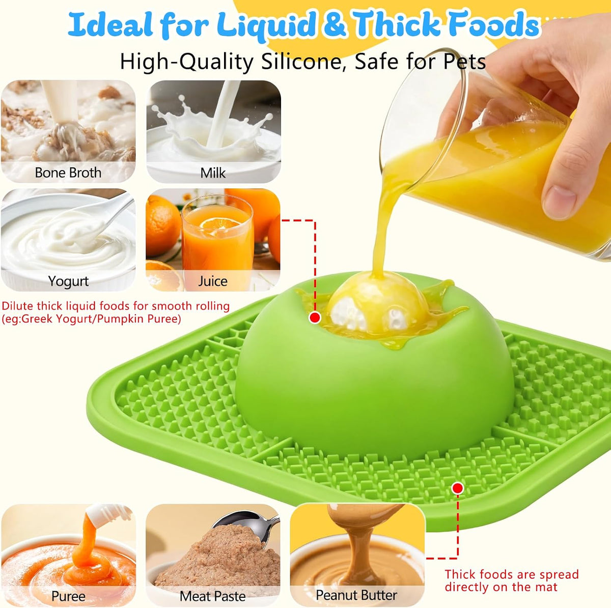 Slow Feeder Dog Bowls & Lick Mat for Liquid and Thick Treat - Medium / Green - image 3
