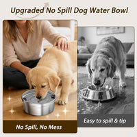 Dog Water Bowl No Spill, 1.5L/50oz Stainless Steel Slow Water Bowl for Dogs, Spill Proof Dog Bowl - Silver - image 2