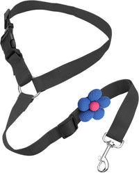YAOHDAO Dog Seat Belt Harness for Car - Black with Flowers