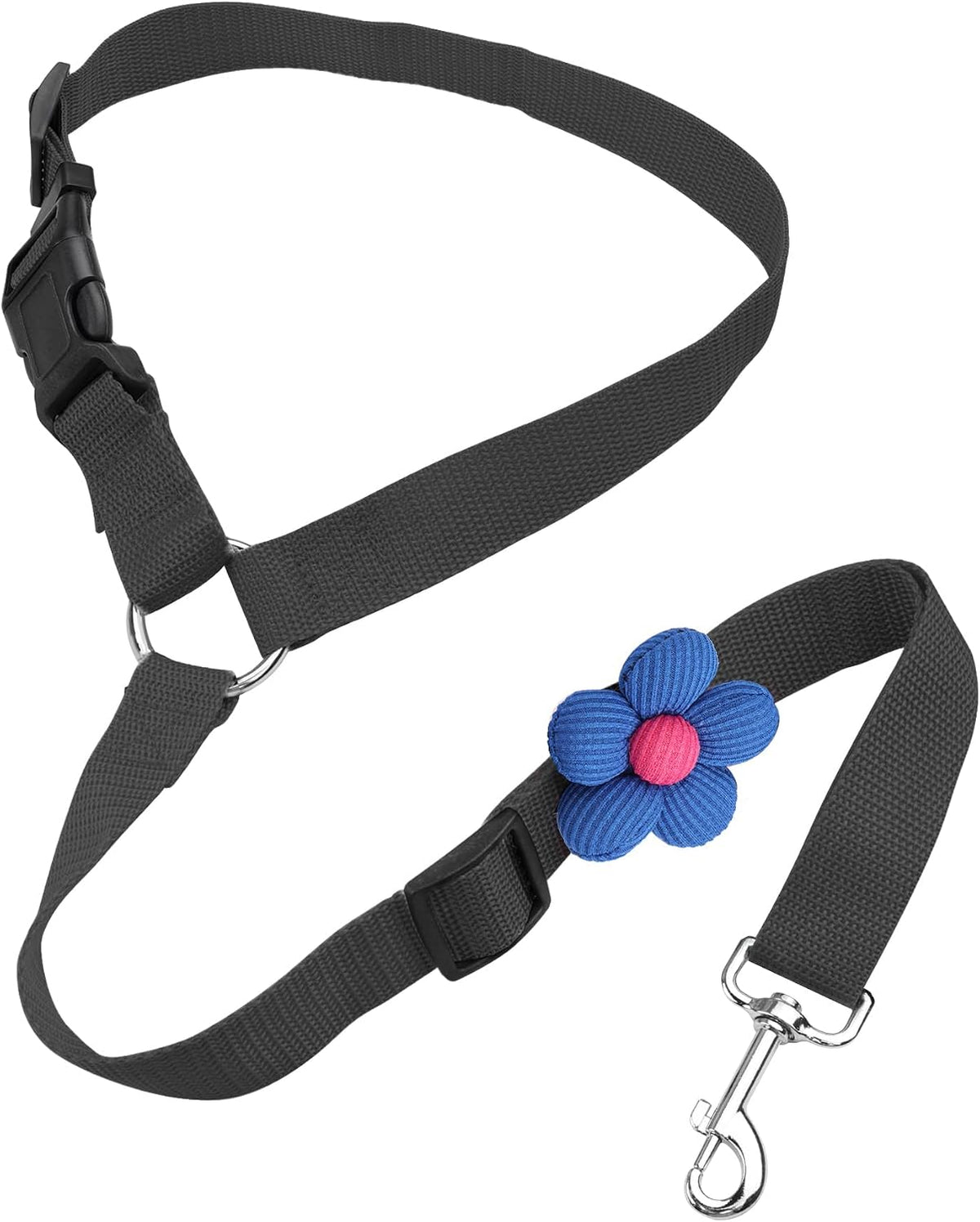 YAOHDAO Dog Seat Belt Harness for Car - Black with Flowers