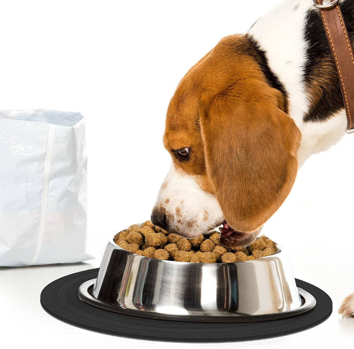 3 Pieces Silicone Pet Food Mat Feeding Mat for Dog and Cat Bowl - Blue, Gray, Black / 7.1 Inch - image 4