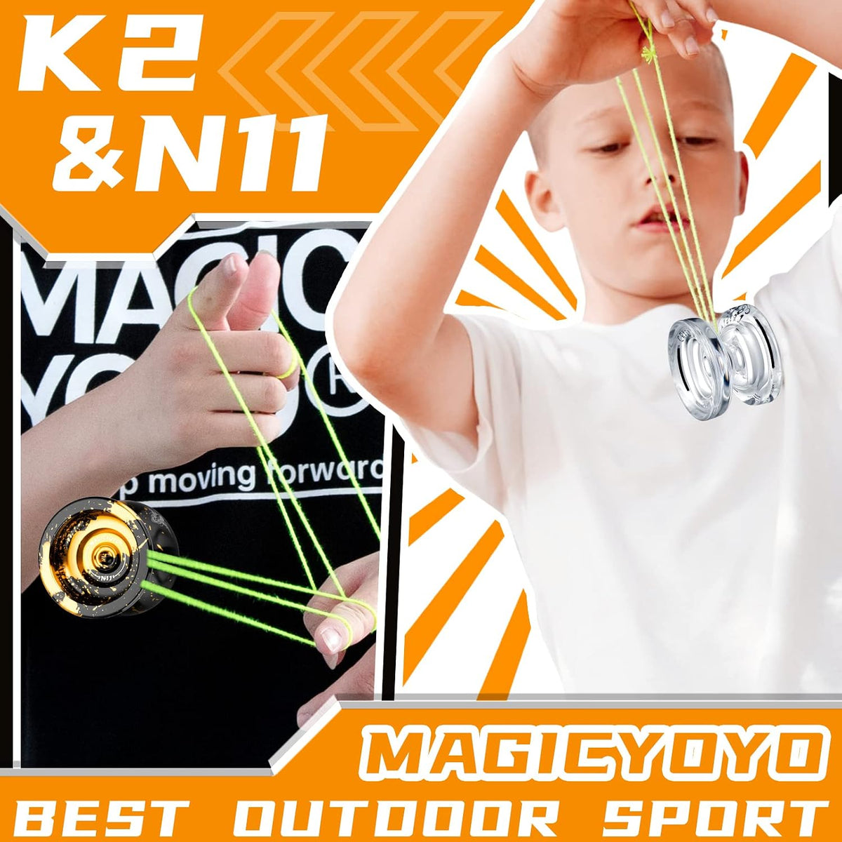 MAGICYOYO N11 Metal Yoyo Professional Responsive & Unresponsive Trick - N11 Blak Golden+K2 Crystal - image 3