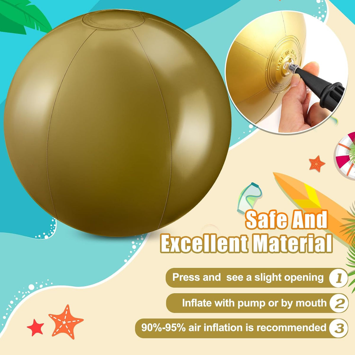 Yinder 24 Pcs Clear Beach Balls Inflatable Bubble Ball Decorations - Vivid / Gold - image 2