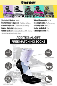 PAPAISON Adjustable Inline Skates for Kids and Adults with Full Light - B white / Large-Youth & Adult (5-8Women/4-7Kids Men) - image 3