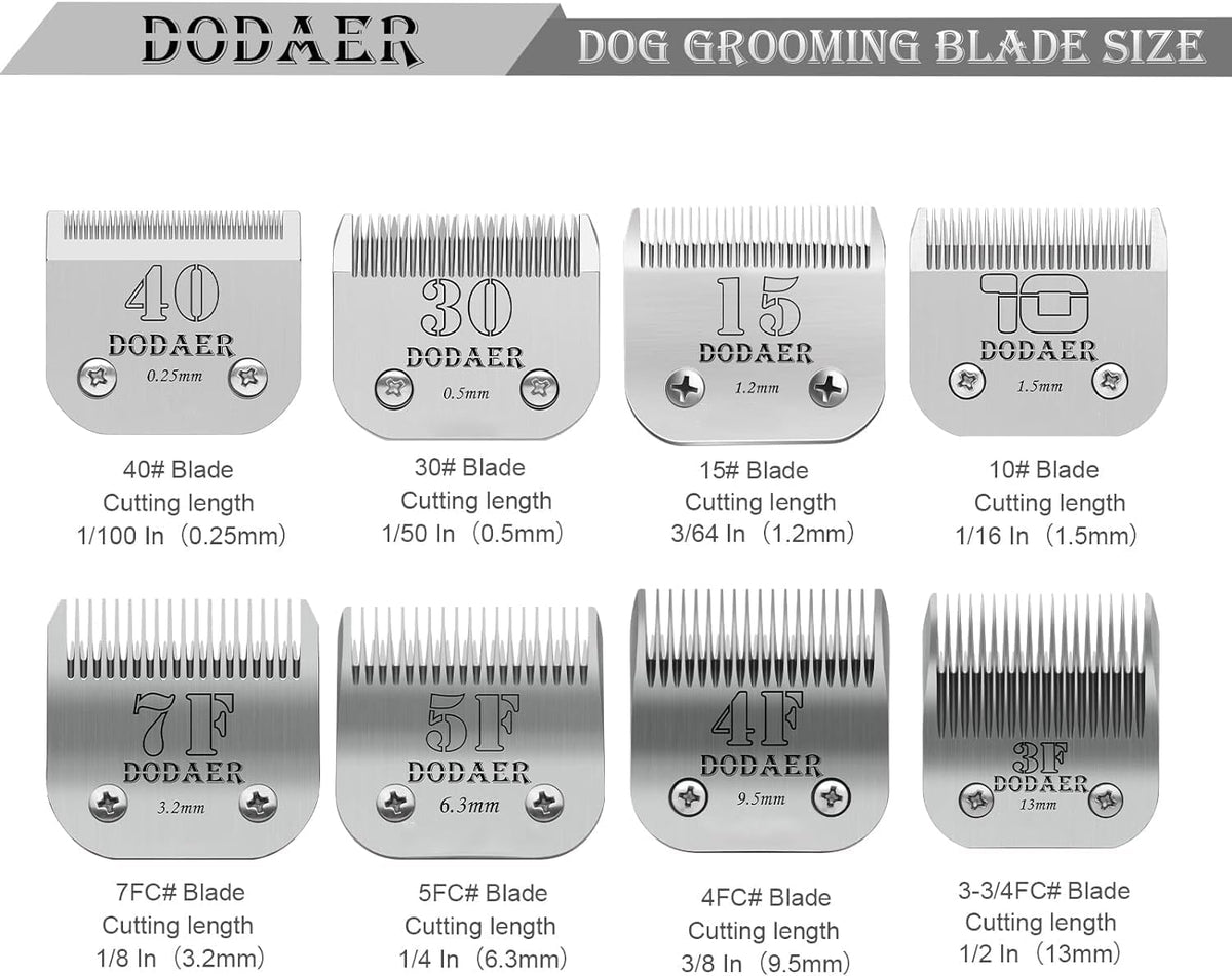 10# Dog Grooming Ceramic Blades, Compatible with Andis, Oster A5 - 10+30+40+7F+5F+4F+3F / Silver - image 2