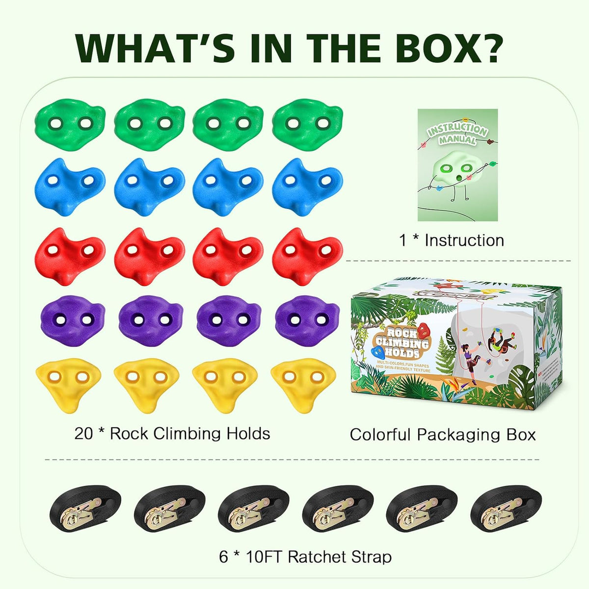 TOPNEW 12 Ninja Tree Climbing Holds for Kids Climber - 20 Pcs Multicolor Color 2 - image 4