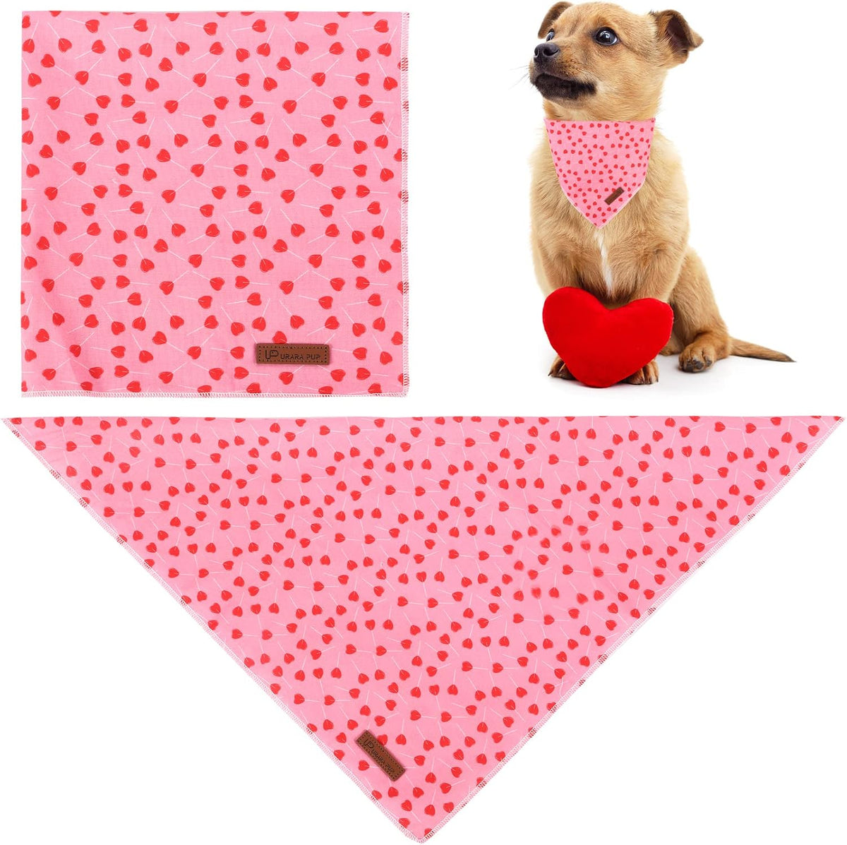 Summer Dog Bandana, UP URARA PUP Strawberry Triangle Bid Scarf for Medium Large Dogs, Cotton - LovedStick / L - image 3