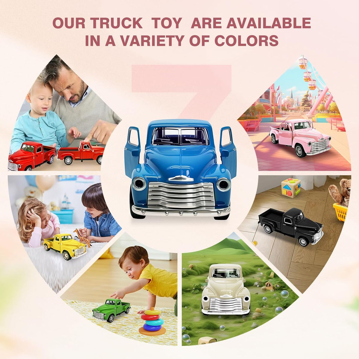 Little Blue Truck Toy,1:32 Pull Back Cars Toy for Kids Boys Girls – Fun for Kids & Family - Blue/Red/Yellow/Green - image 4