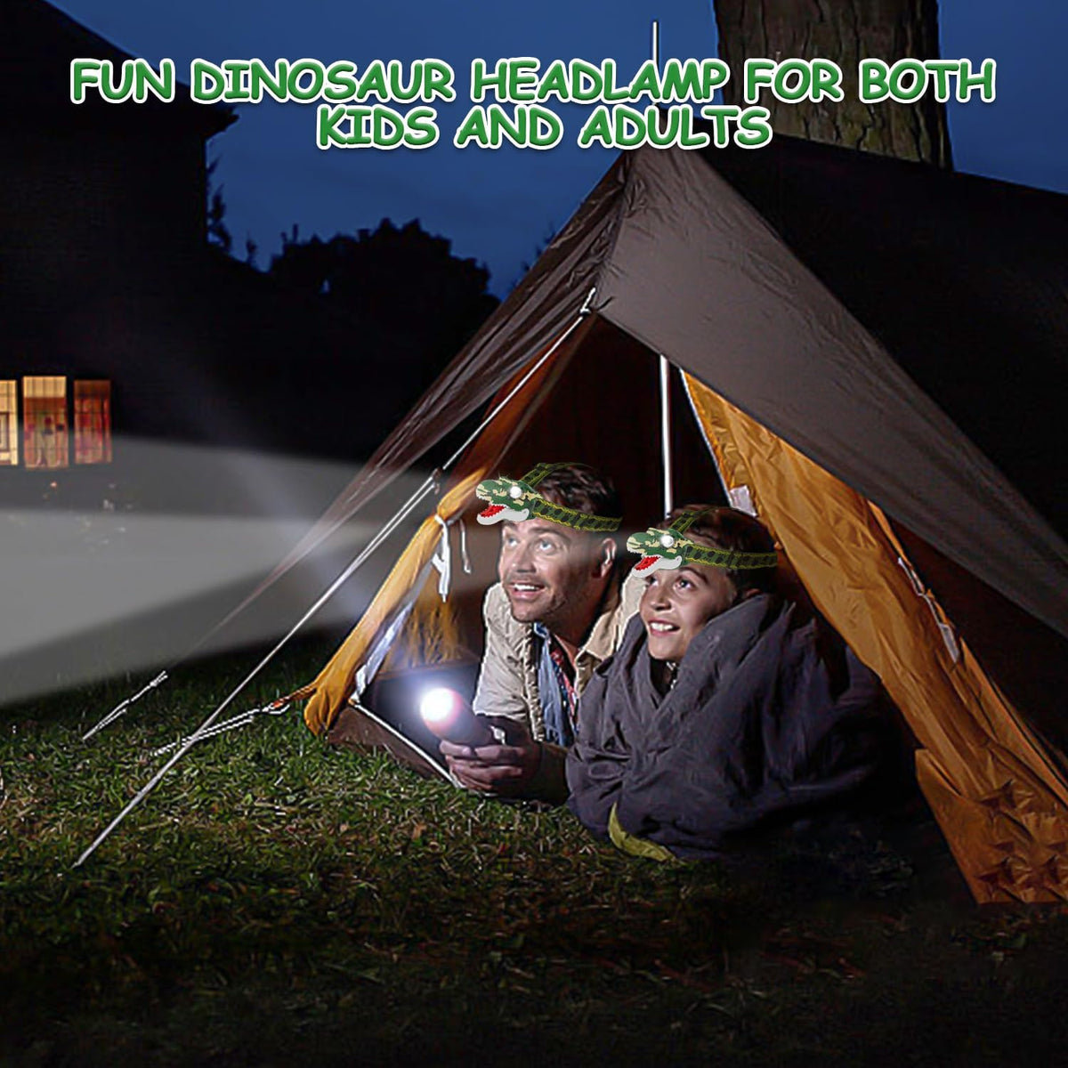 DX DA XIN Dinosaur Headlamp T-Rex LED Headlamps for Kids Flashlights - Camo Green - image 3