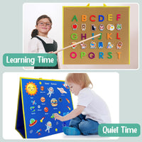 PENGFULL large felt flannel board with blue and beige double-sided surface, folding stand design - view 5