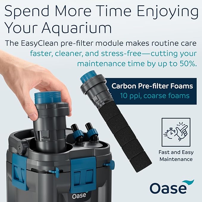 OASE BioMaster 2 850 Canister Filter for Aquariums – External Aquarium Filter with EasyClean Pre-Filter – Quiet Performance – Freshwater & Saltwater, Up to 225 Gallons