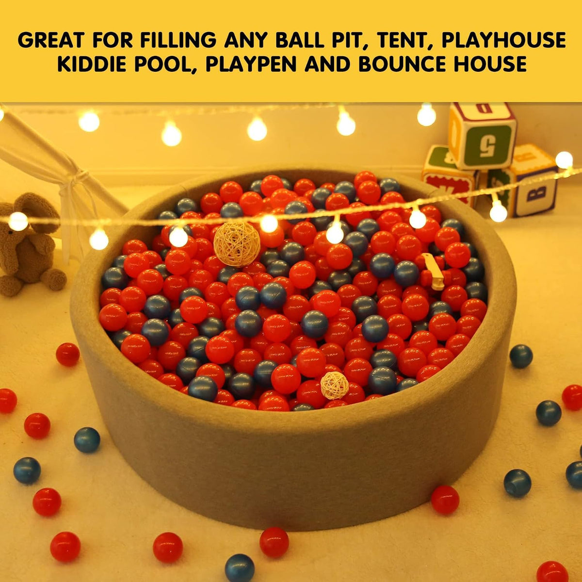 GUESVOT ball pit balls, 100 crush proof plastic balls with reusable storage bag - view 18