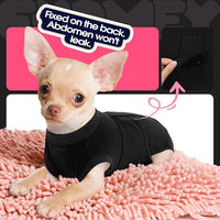FUAMEY Dog Recovery Suit Male,Dogs Surgery Neuter Suits Puppy Spay Shirts for Female Protect Dog's Skin Anti Licking Abdominal Wounds Doggie Onesie Pet Bodysuit Alternative to Cone Black M