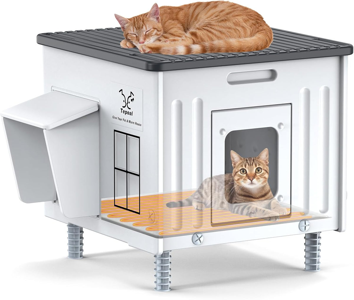 Heated Cat House for Outside - 17.7"x17"x17.5"