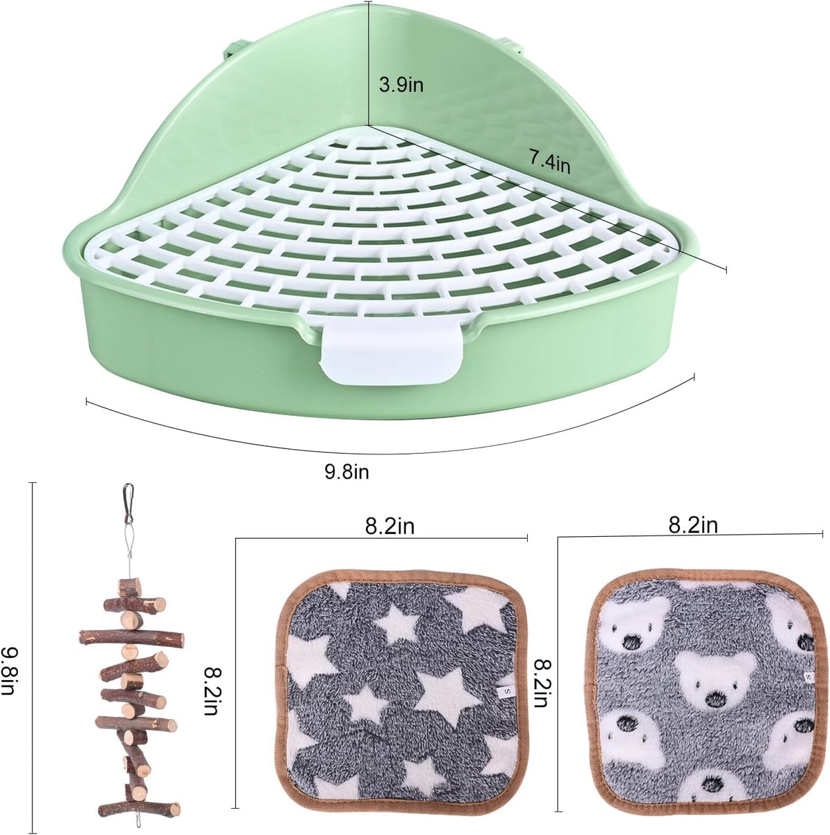 RUBYHOME Triangle Potty Trainer Corner Litter Bedding Box Pet Pan - Green - image 2